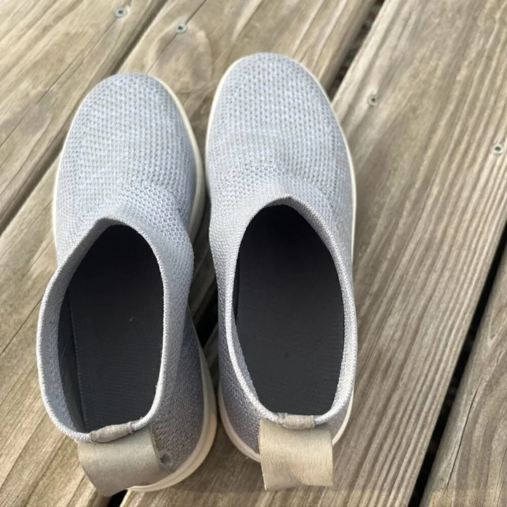 ** Eileen Fisher Gray Sneakers Platform slip on woven knit tenns shoes 5.5